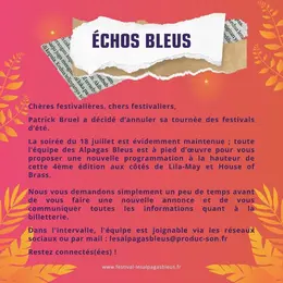 Festival Les Alpagas Bleus à Saverne : Patrick Bruel annule, la soirée du 18 juillet est maintenue