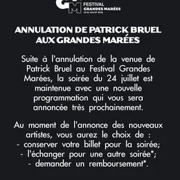 Festival Grandes Marées : annulation de Patrick Bruel et nouvelle programmation à venir