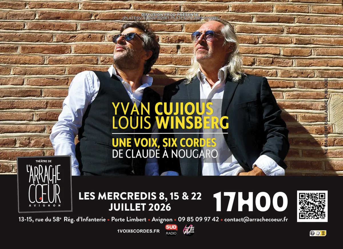 1 Voix, 6 Cordes : Yvan Cujious et Louis Winsberg rendent hommage à Claude Nougaro à Avignon