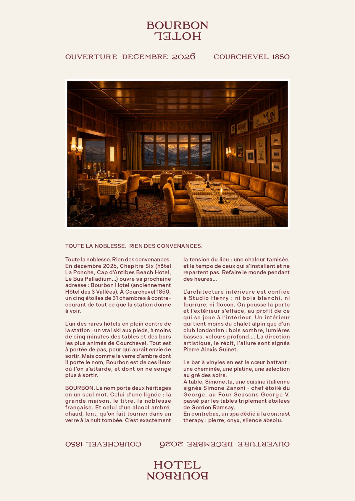 Bourbon Hotel : un nouvel hôtel 5 étoiles ouvre ses portes à Courchevel 1850