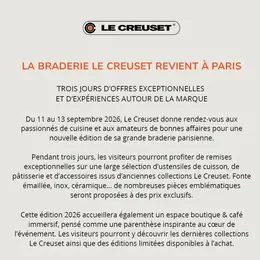 Braderie Le Creuset à Paris : ustensiles et accessoires de cuisine à prix réduits
