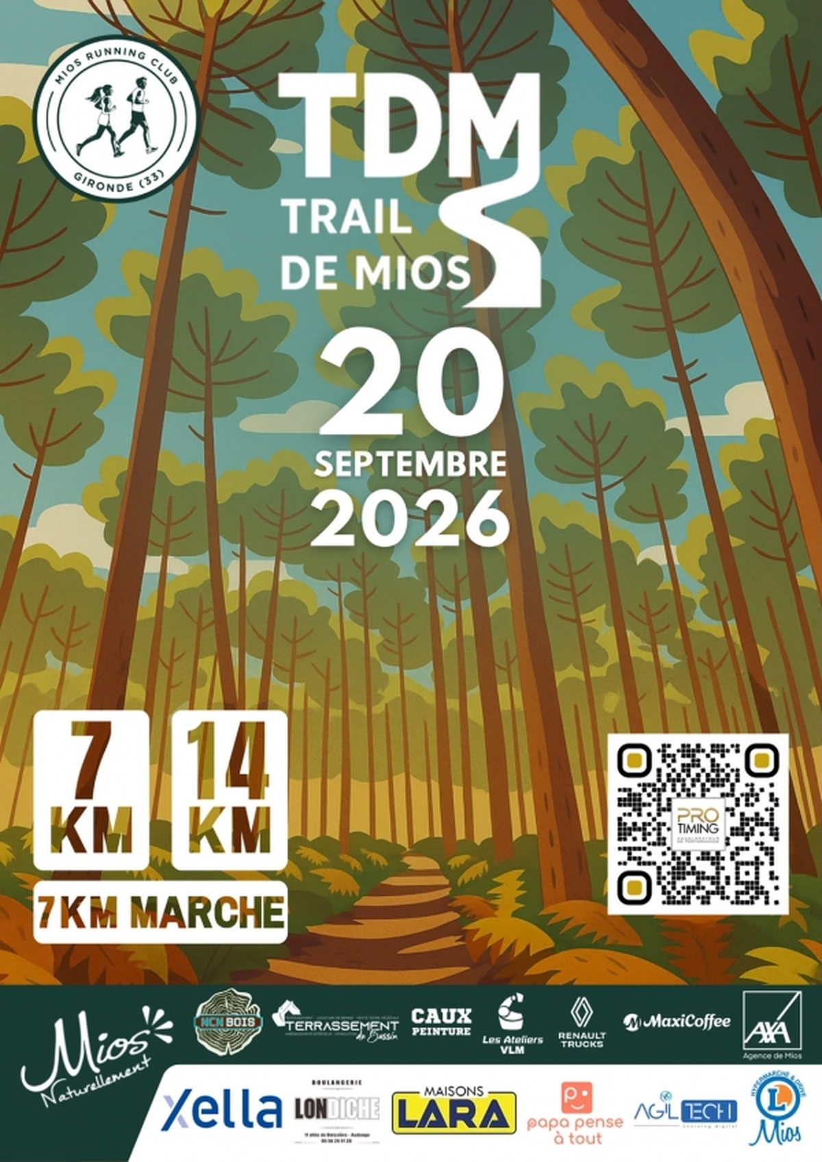 Trail de Mios au Parc Birabeille : course à pied et marche en Gironde