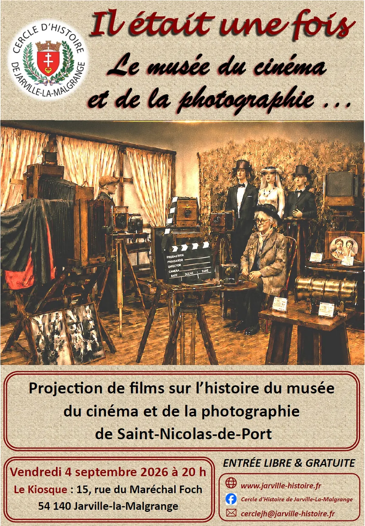 Soirée cinéma et discussion autour du musée du cinéma de Saint-Nicolas-de-Port au Kiosque de Jarville-la-Malgrange