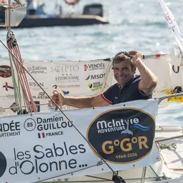 Damien Guillou au départ de la Golden Globe Race à bord de Solarem