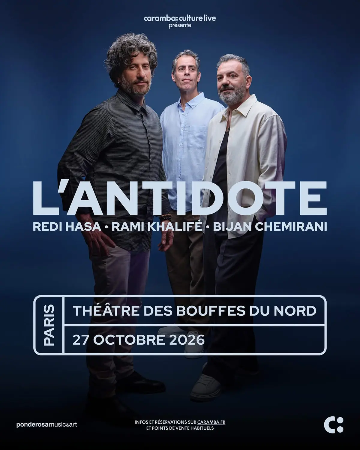 L'Antidote, le trio Chemirani, Hasa et Khalifé au Théâtre des Bouffes du Nord