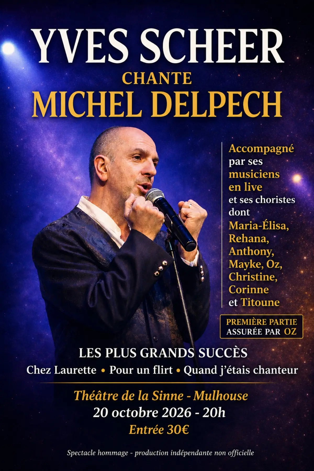 Yves Scheer chante Michel Delpech au Théâtre de la Sinne à Mulhouse