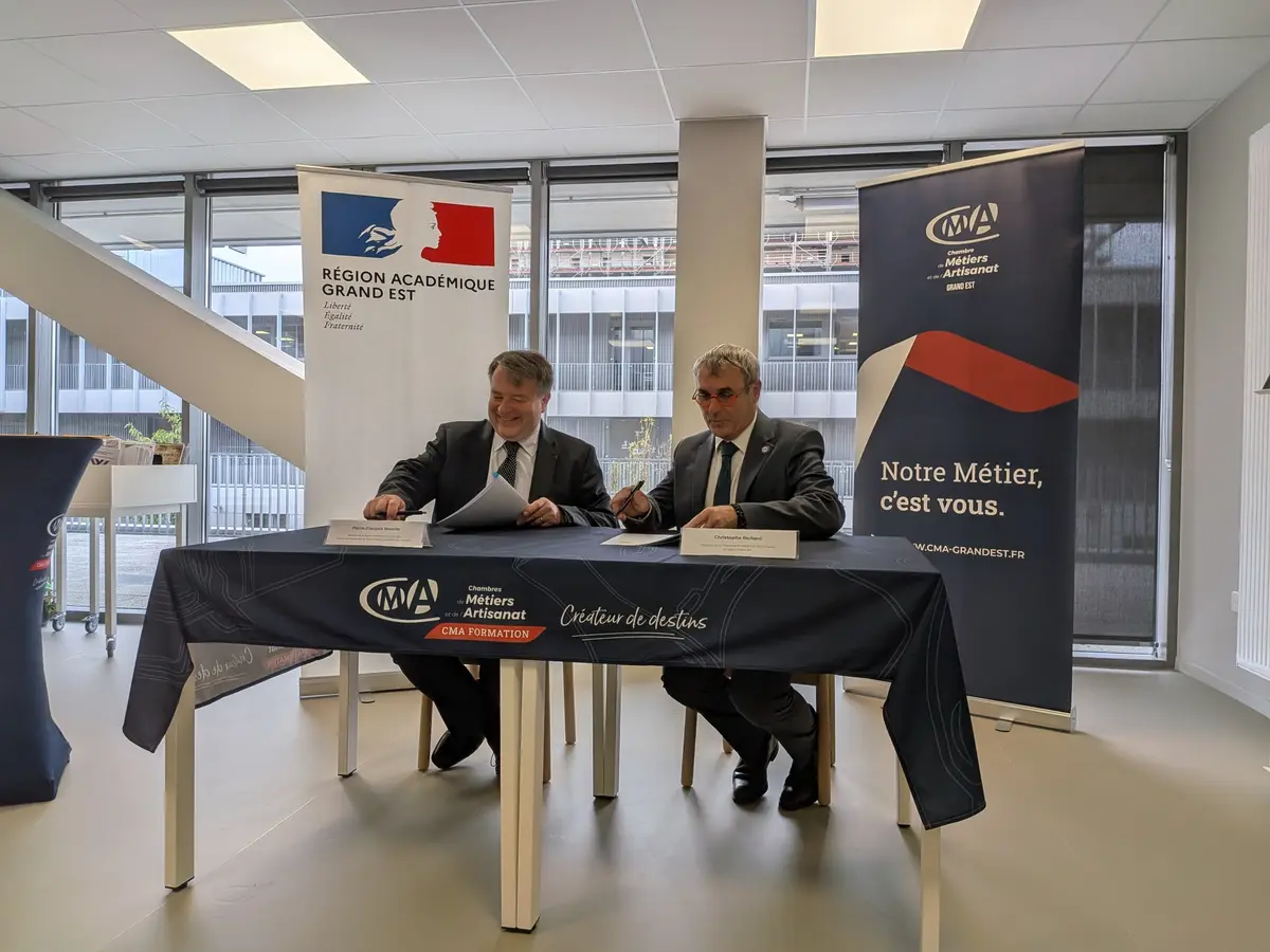 Convention entre la CMA Grand Est et la Région académique pour rapprocher les jeunes des métiers de l'artisanat