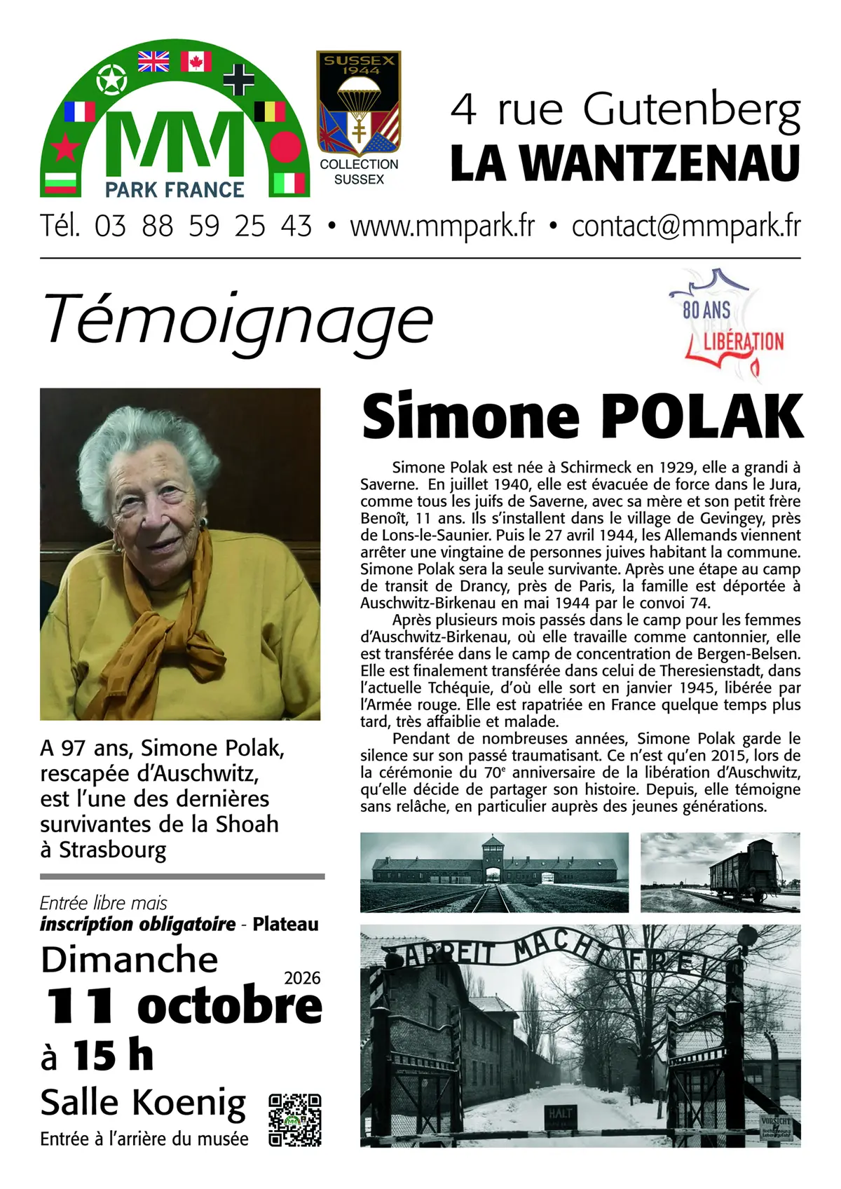 Conférence-témoignage de Simone Polak sur la Seconde Guerre mondiale à La Wantzenau