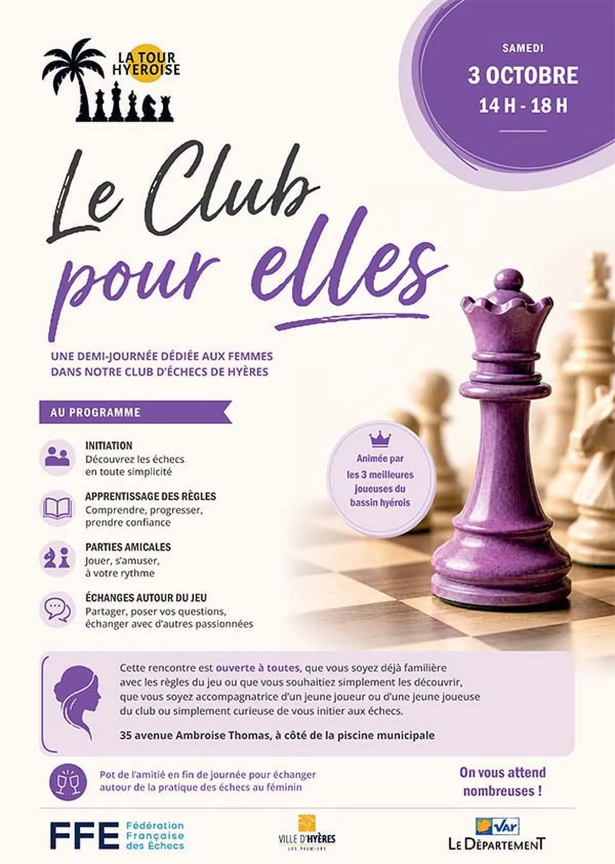 Échecs à Hyères : une après-midi dédiée aux femmes à la Maison des échecs