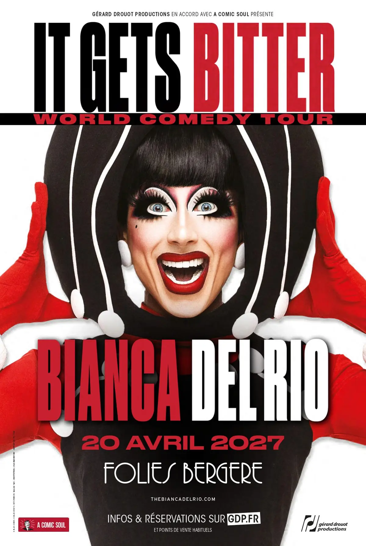 Bianca Del Rio dans It Gets Bitter, son spectacle d'humour aux Folies Bergère
