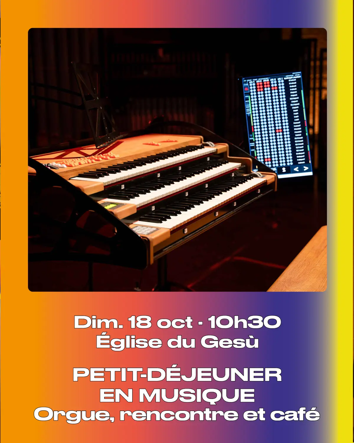 Petit-déjeuner en musique à l'orgue : rencontre et café à l'église du Gesù de Toulouse