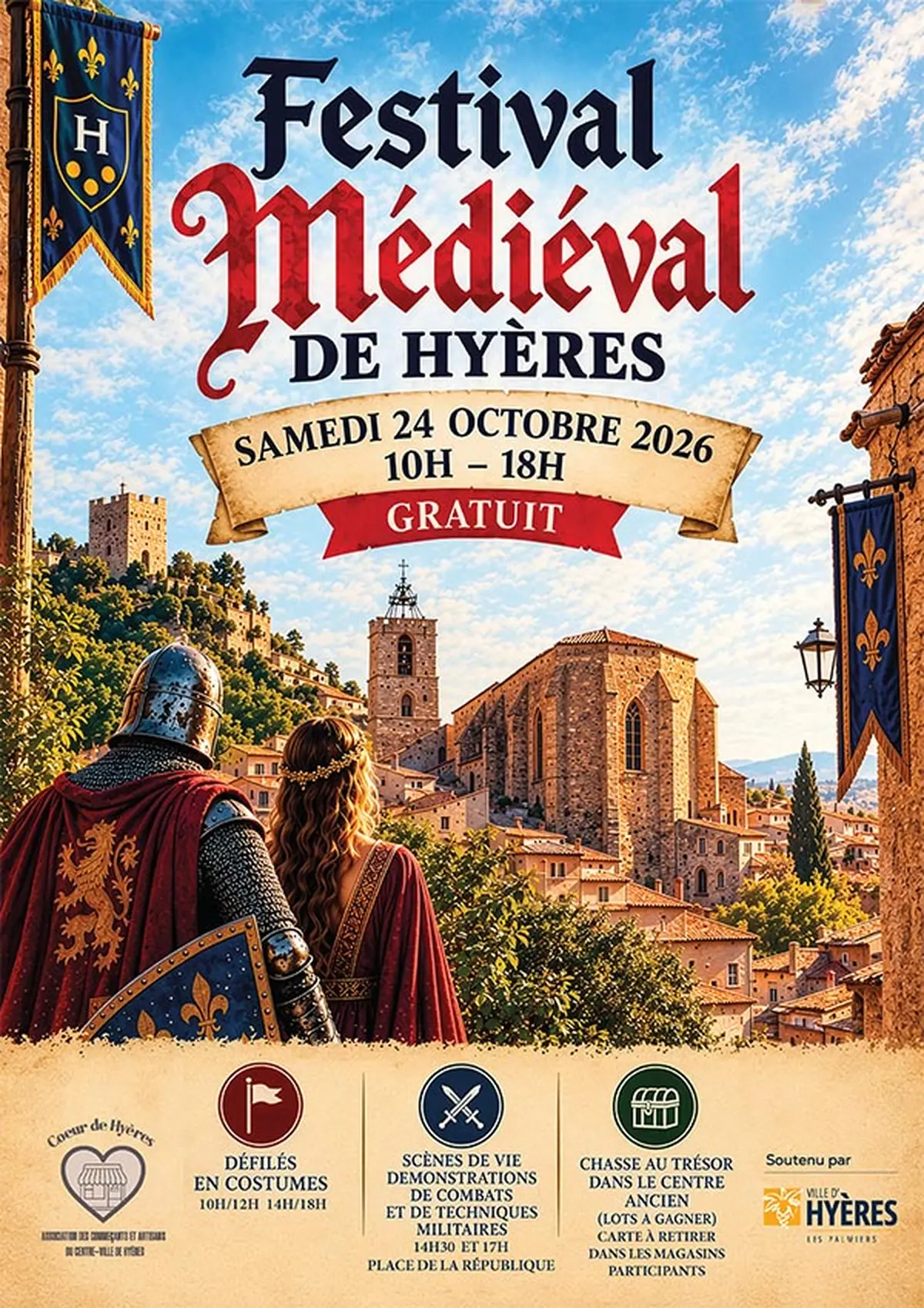 Festival Médiéval à Hyères : défilés costumés et combats sur la Place de la République