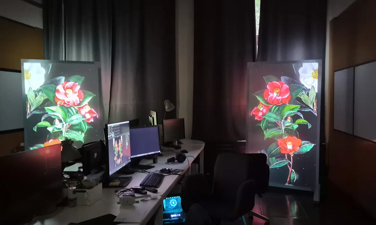 Camelliamania, une œuvre numérique de mapping vidéo au Château de la Neuenbourg à Guebwiller