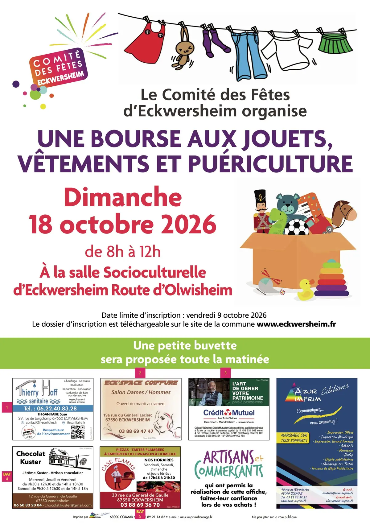 Bourse jouets, puériculture, vêtements enfants dimanche 18 octobre à Eckwersheim
