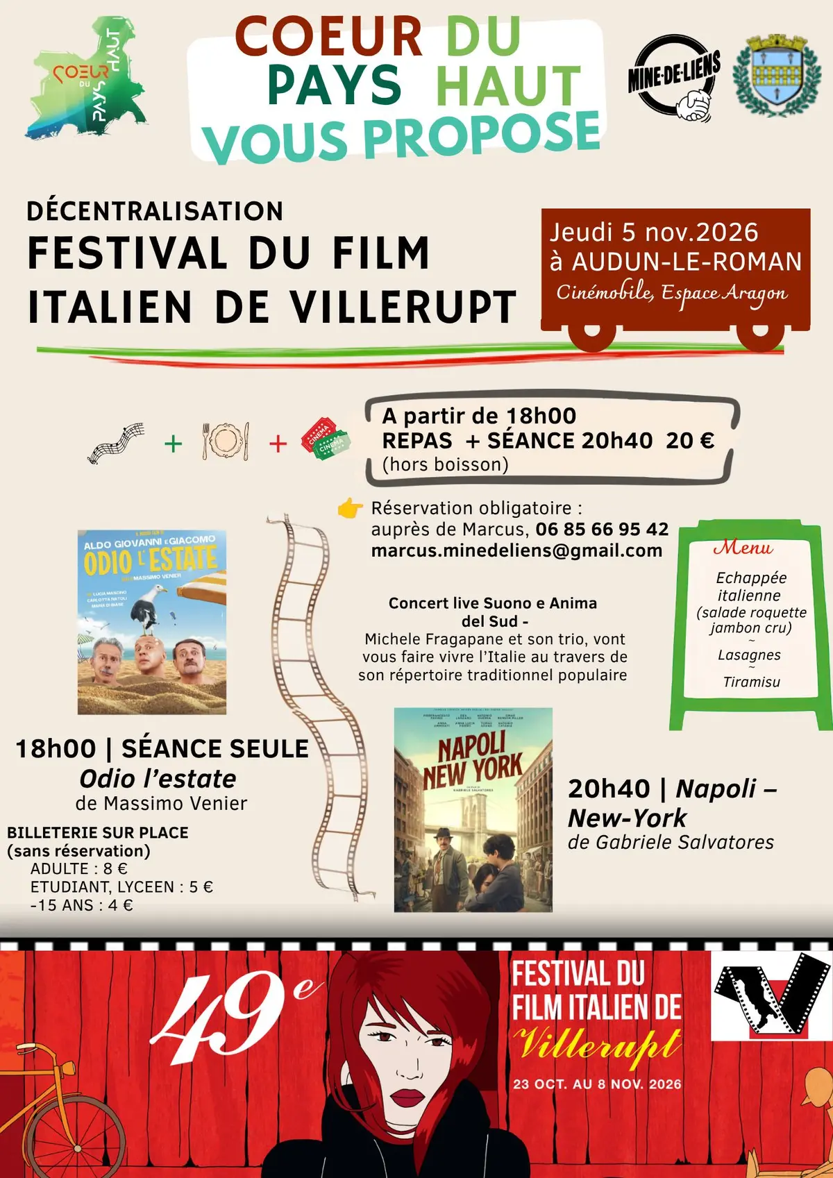 Décentralisation du Festival du Film Italien à Audun-le-Roman
