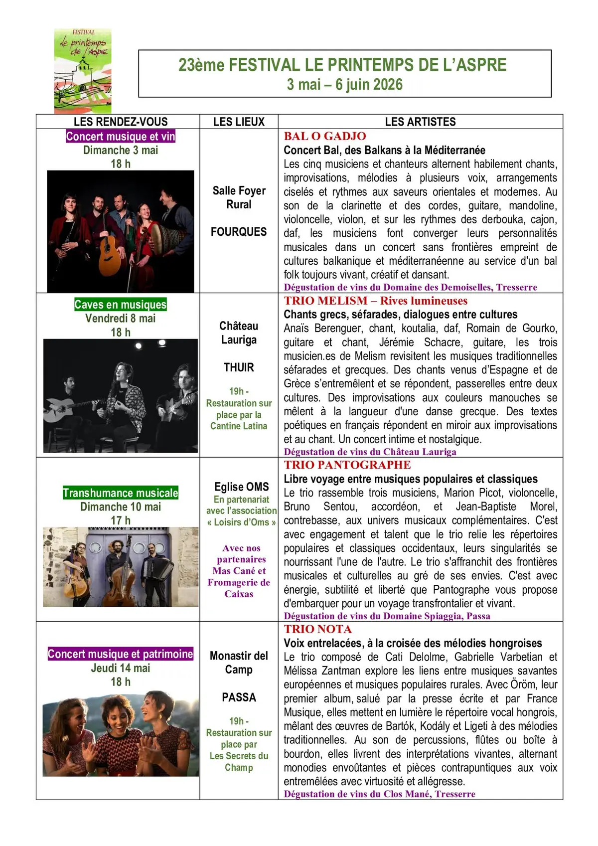 23ème Festival Le Printemps De L'Aspre : Trio Melism - Rives Lumineuses