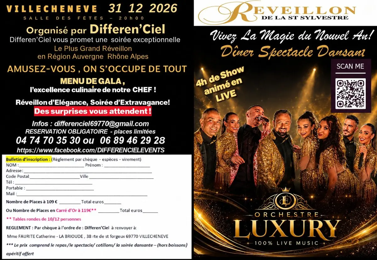 fabuleux  Réveilon de  la Saint Sylvestre - Dîner spectacle dansant 31 12 2026