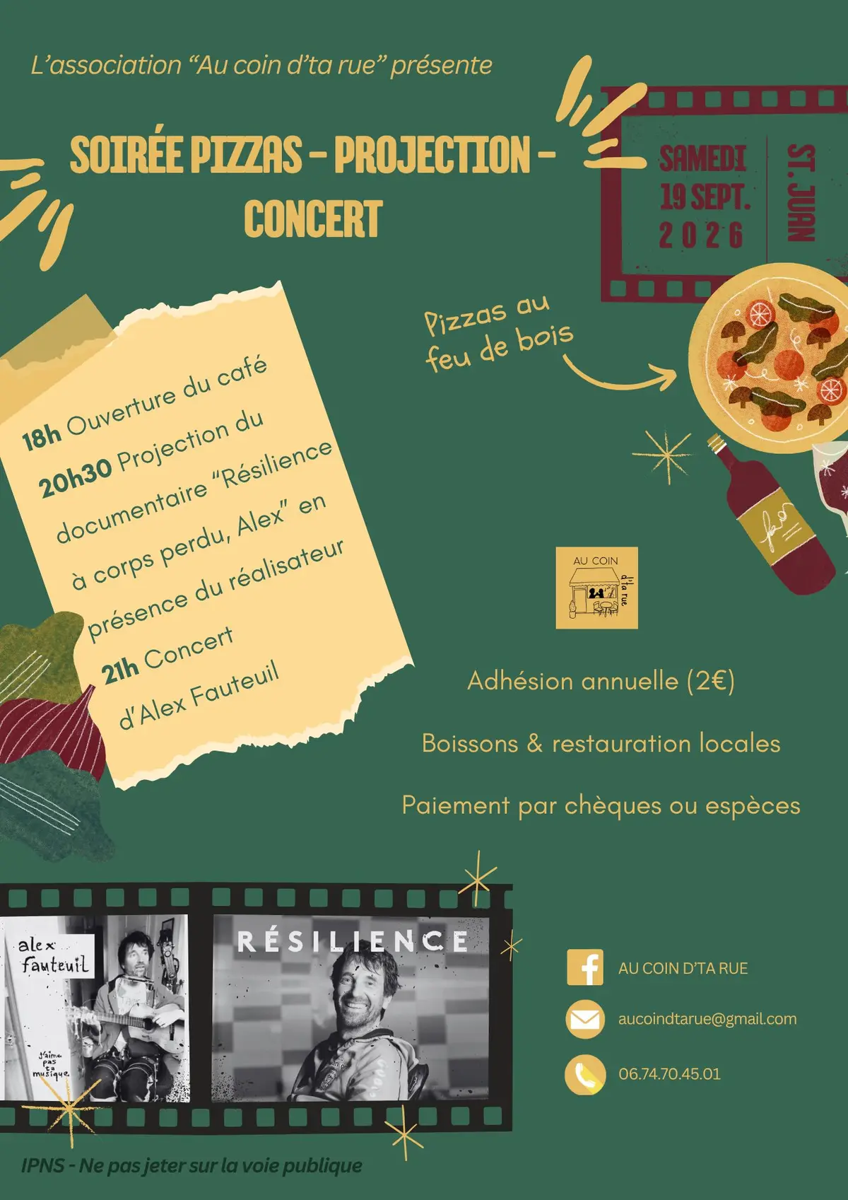 Soirée pizzas - projection - concert