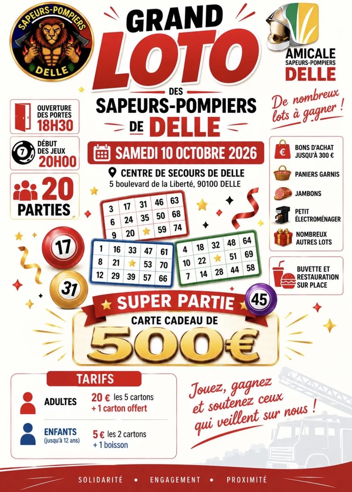 Grand loto gastronomiques des sapeurs-pompiers de Delle