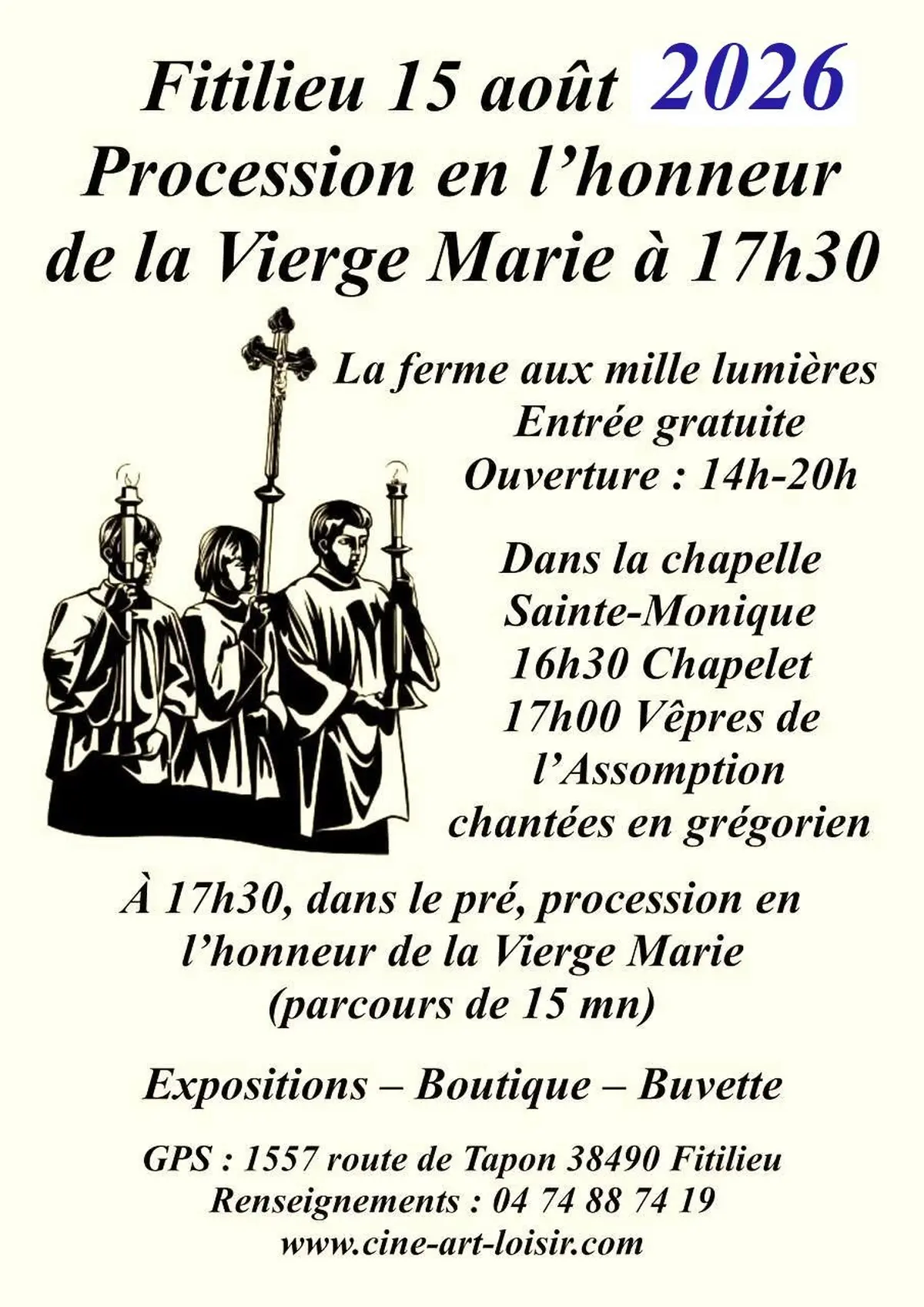 15 août 2026 fête Catholique de l’Assomption dévotion mariale à Fitilieu