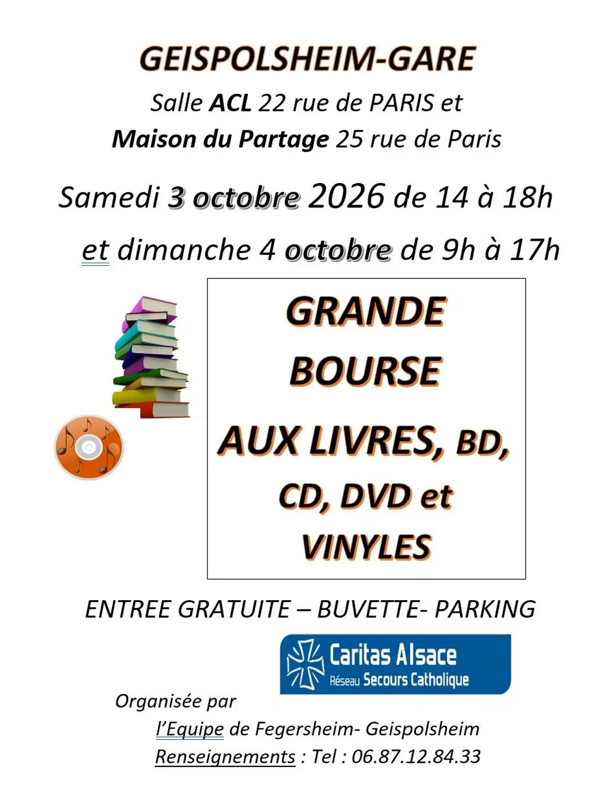 8ième Bourse aux livres et vinyls organisée par CARITAS