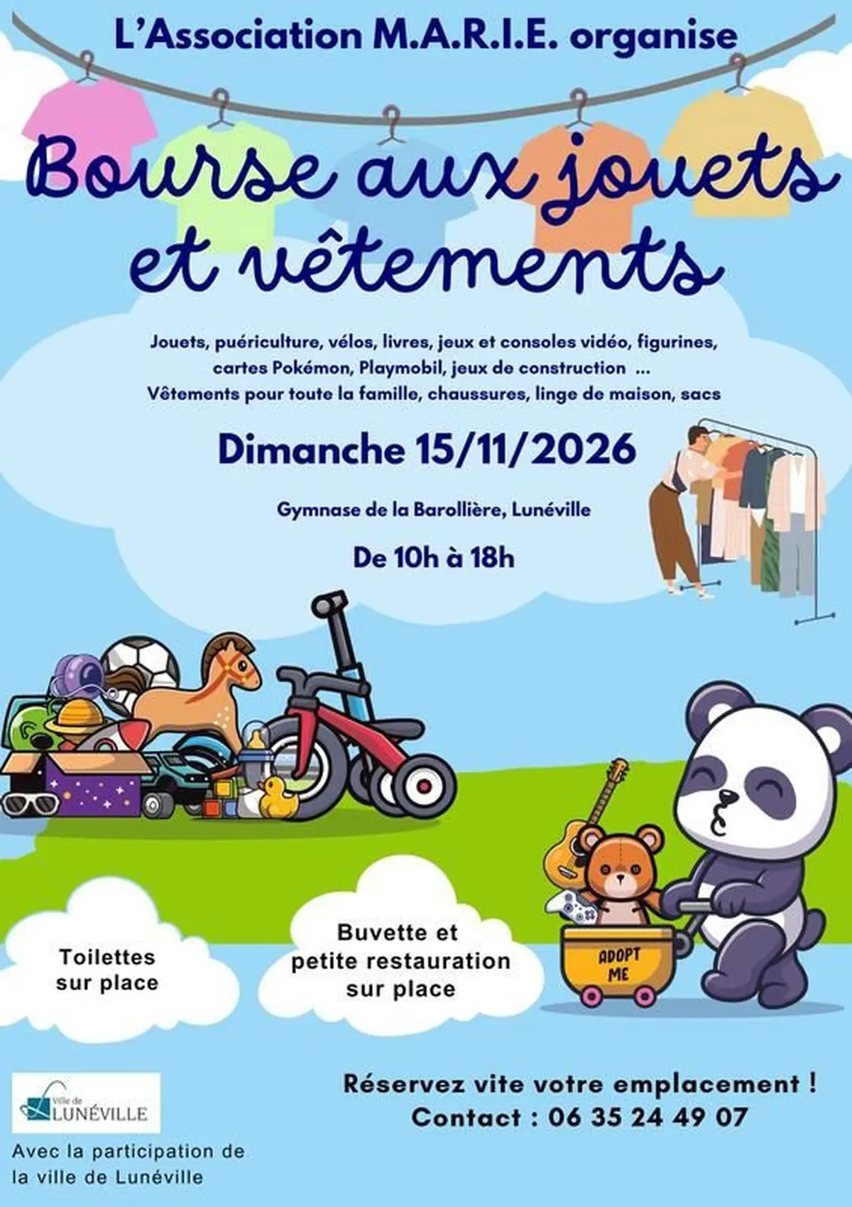 Bourse aux jouets, puériculture, vêtements, chaussures, sacs 