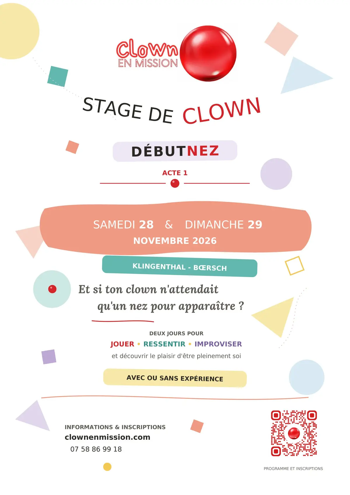 Stage clown débutant  - acte 1 : Clown débutNez