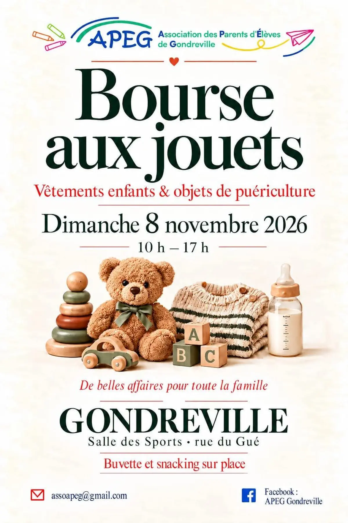 Bourse aux jouets, vêtements et affaires de puériculture 