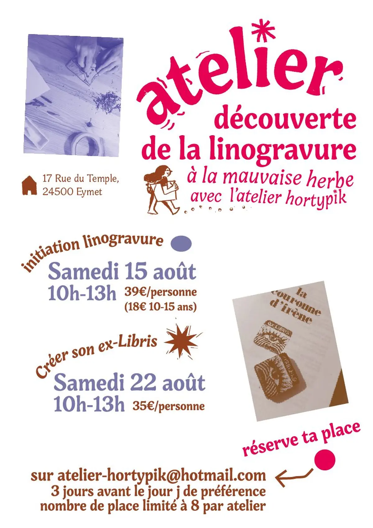 Atelier linogravure: donner forme aux images, imprimer de ces mains
