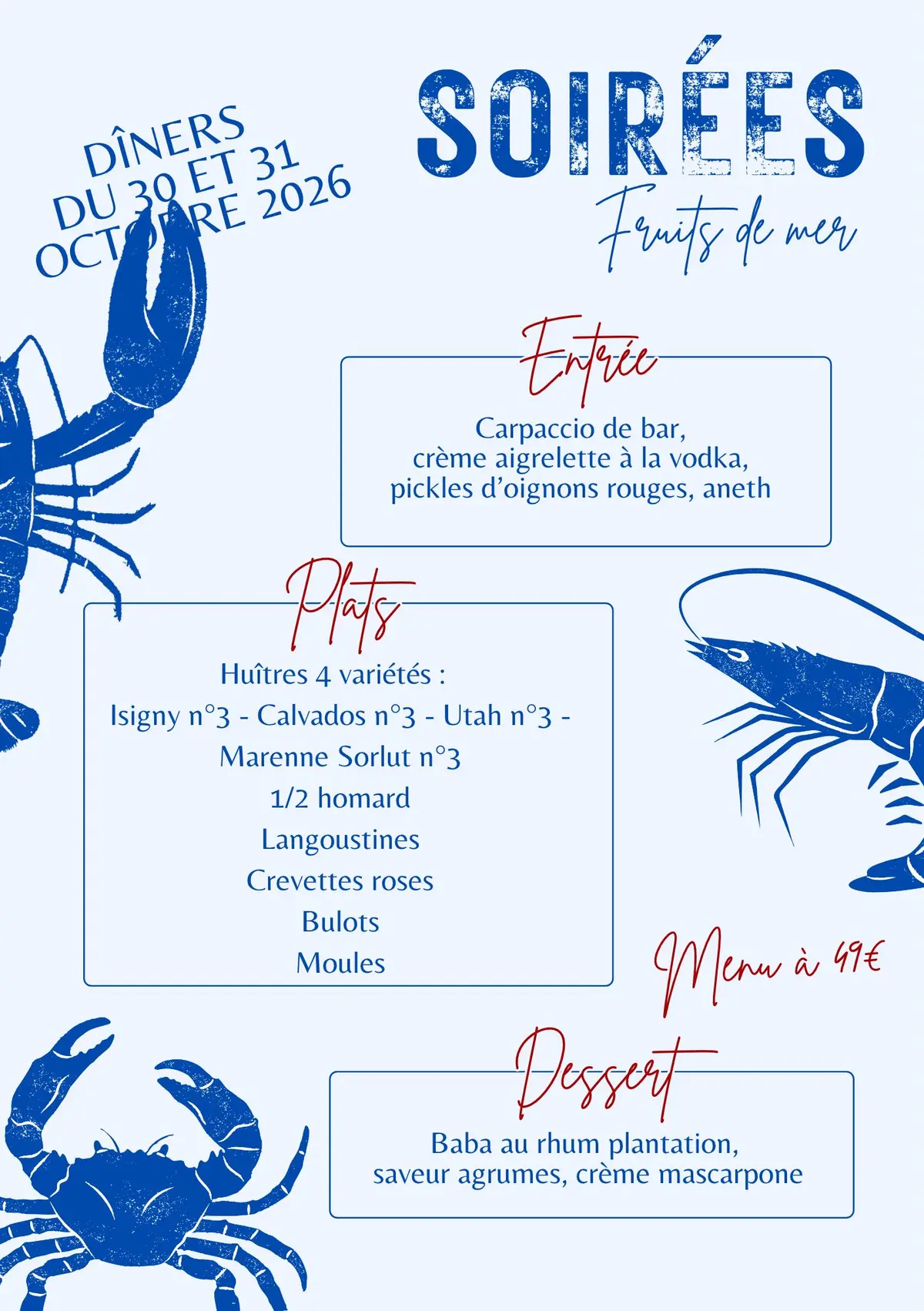 Soirée Fruits de mer
