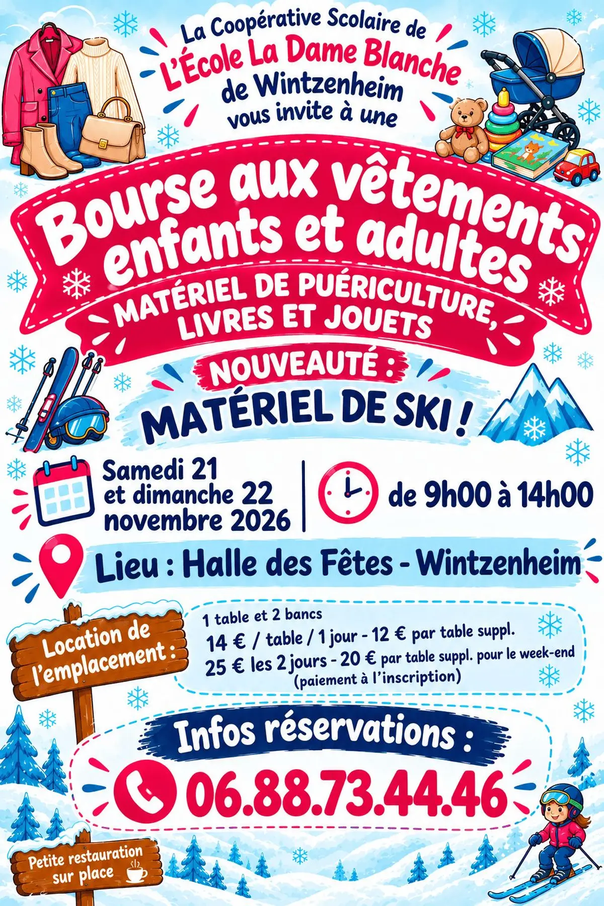 Bourse aux vêtements d'enfants, matériel de puériculture et jouets Nouveauté SKI