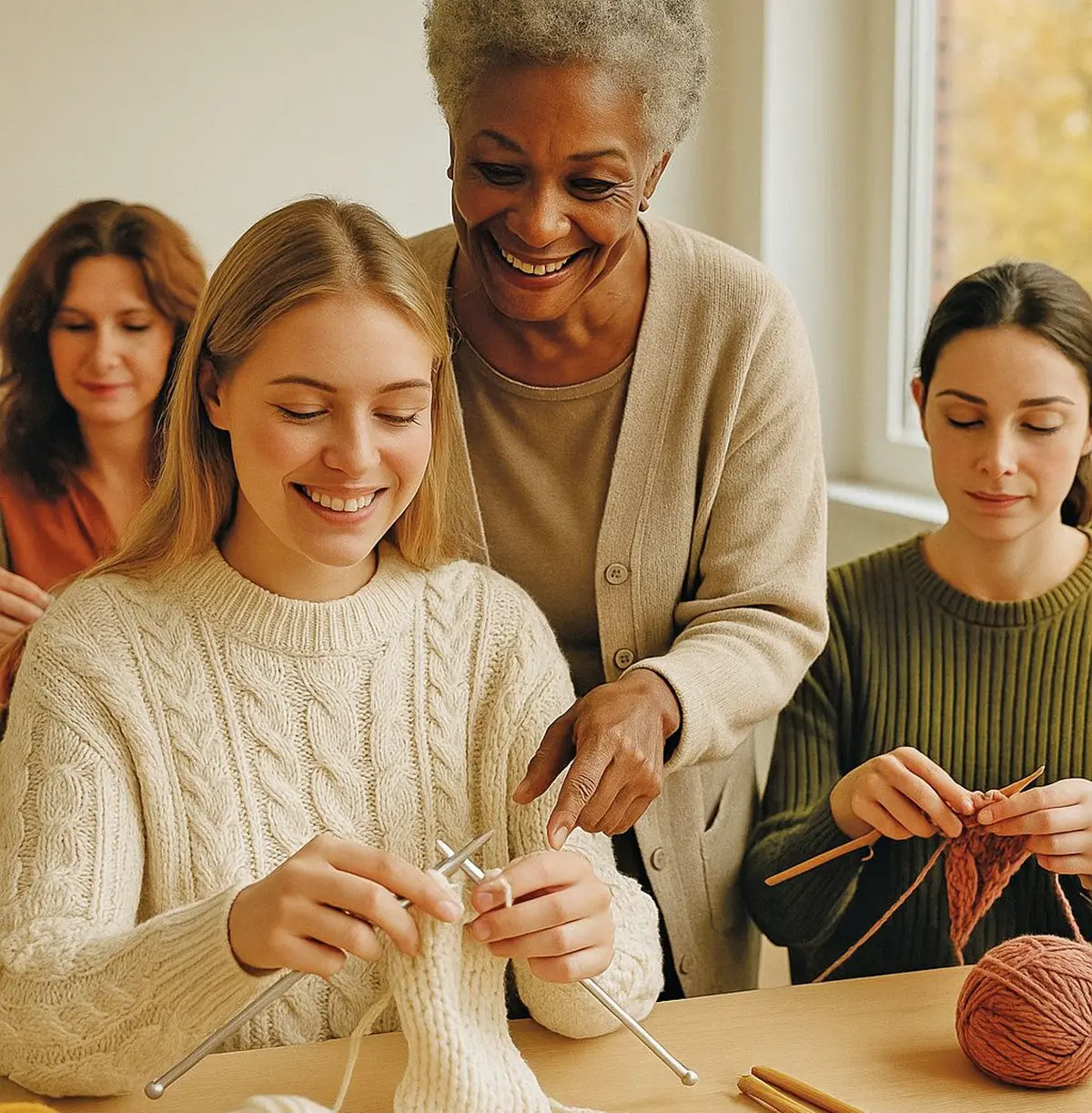 Les cours de tricot à l'Université Populaire, toujours dans la bonne humeur !