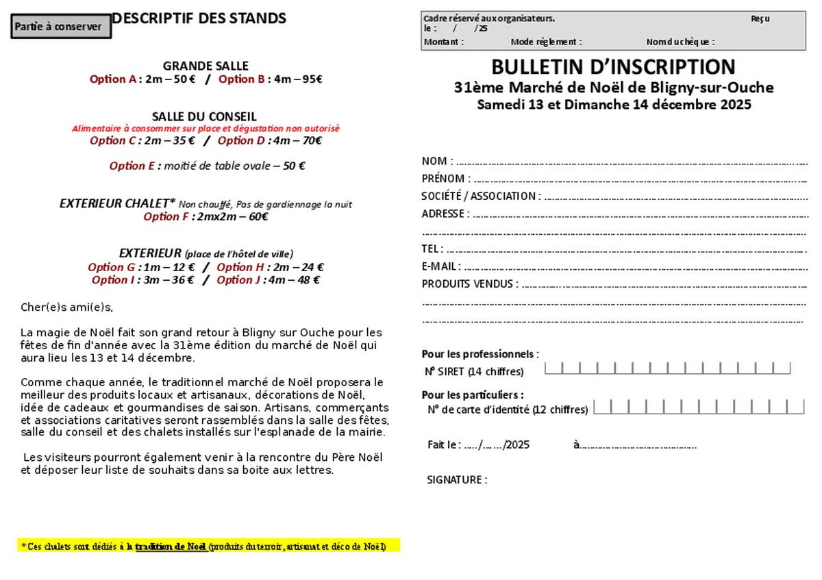 31 e marché de Noël de Bligny-sur-Ouche
