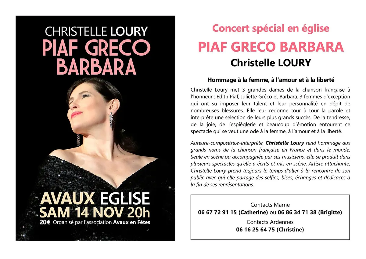 Concert Christelle LOURY Piaf Greco Barbara 