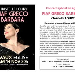 Concert Christelle LOURY Piaf Greco Barbara 
