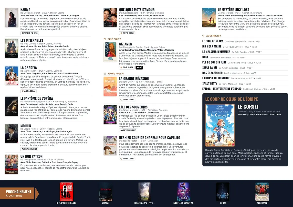 Programme cinéma Rex Benfeld du 4 au 24 novembre 