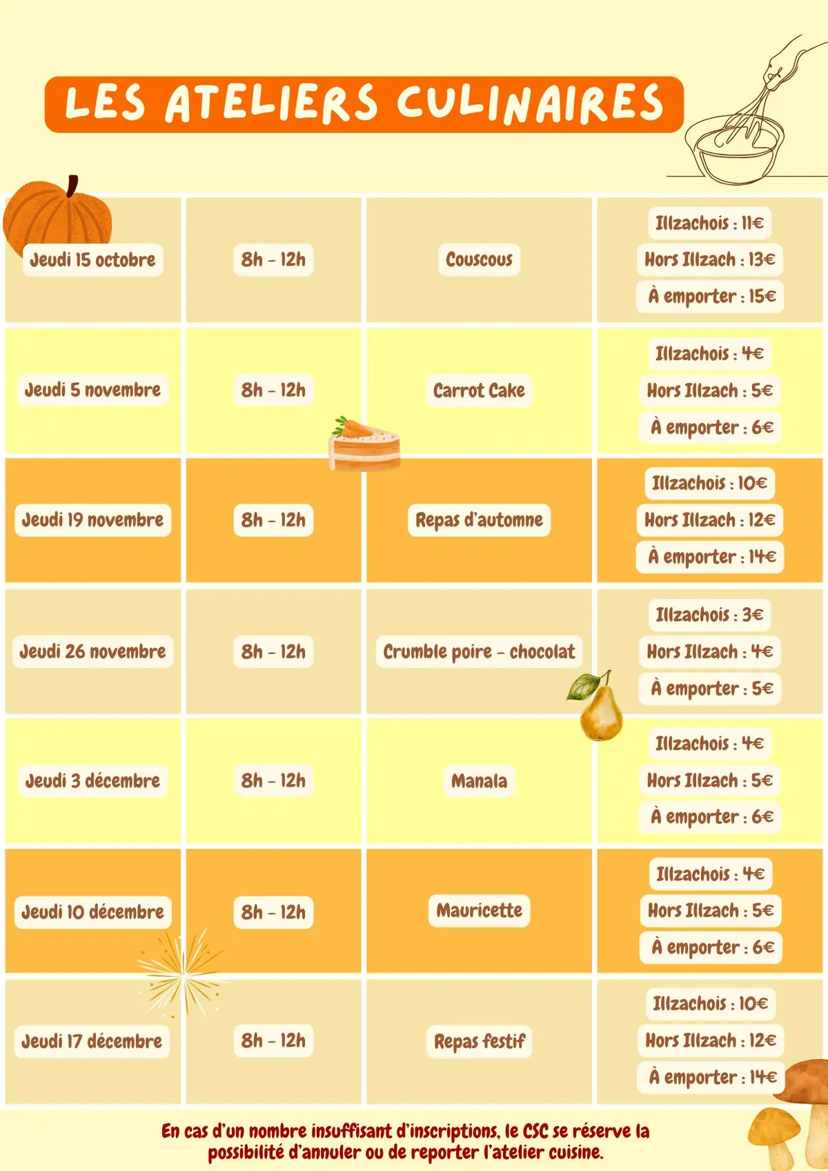 Ateliers cuisine Adultes