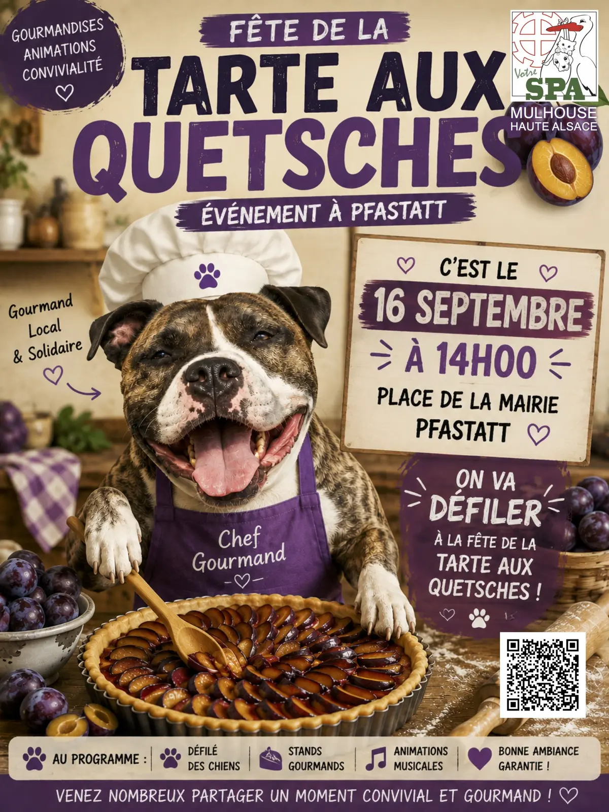 Défilé de chiens de la SPA de Mulhouse à la fête de la tarte aux quetschs