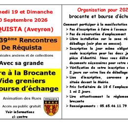 39eme édition Foire à la Brocante - Vide Grenier - Bourse d'Echange et Rencontres de Réquista de véhicules anciens et de collections