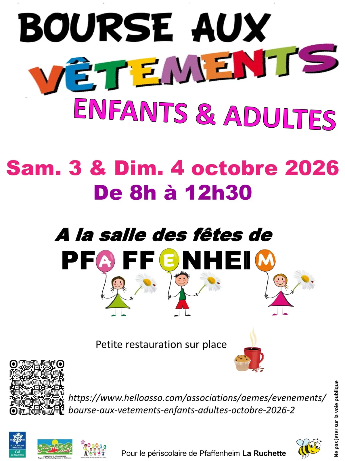 Bourse aux vêtements enfants / adultes octobre 2026