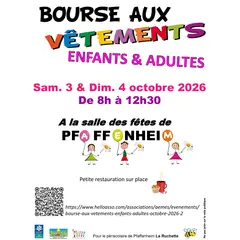 Bourse aux vêtements enfants / adultes octobre 2026
