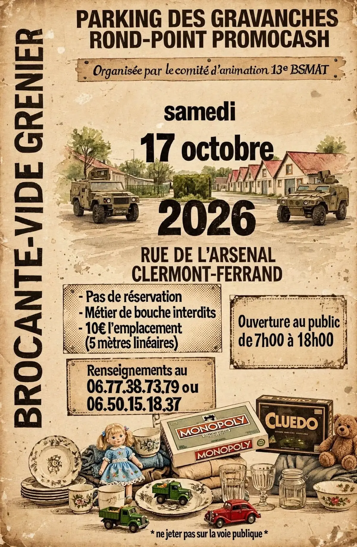28e vide grenier brocante du comité d' animation de la 13e BSMAT 