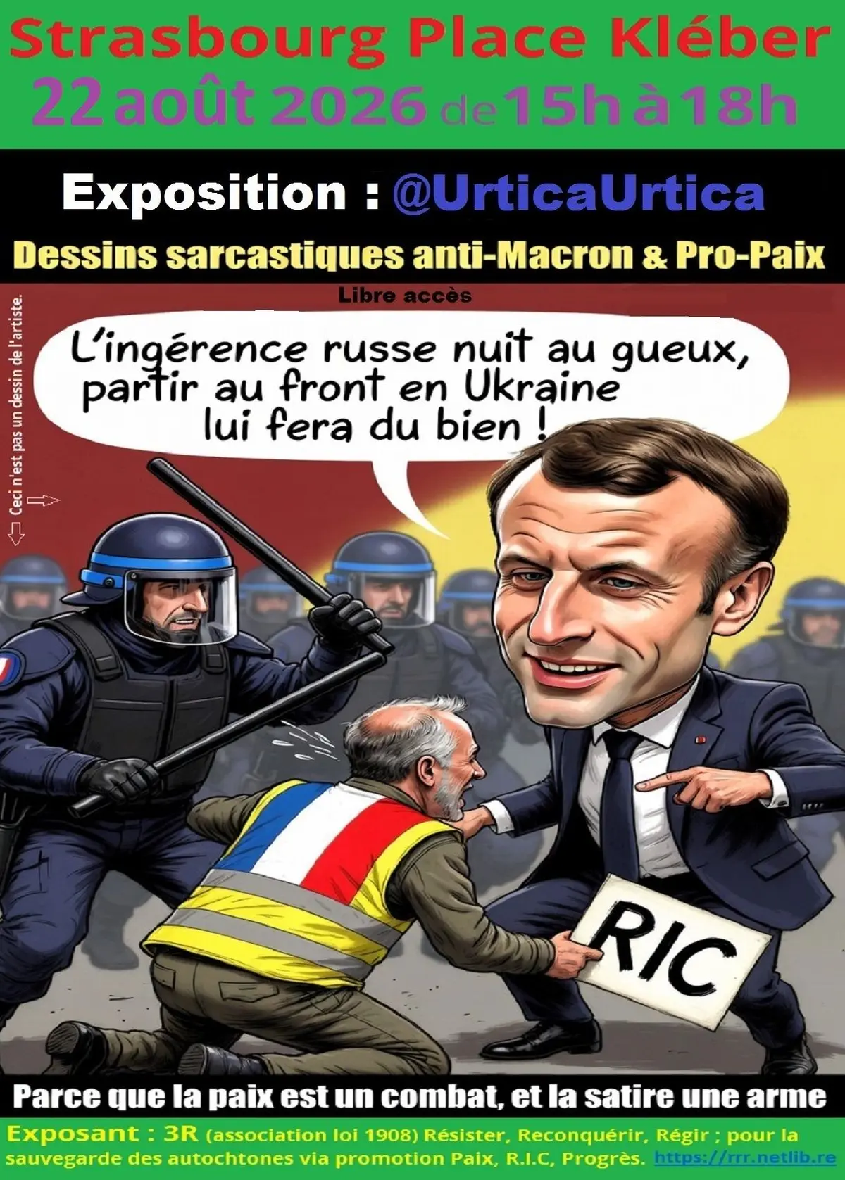 Expo @UrticaUrtica : Artiste sarcastique envers les squatteurs à l’Elysée !