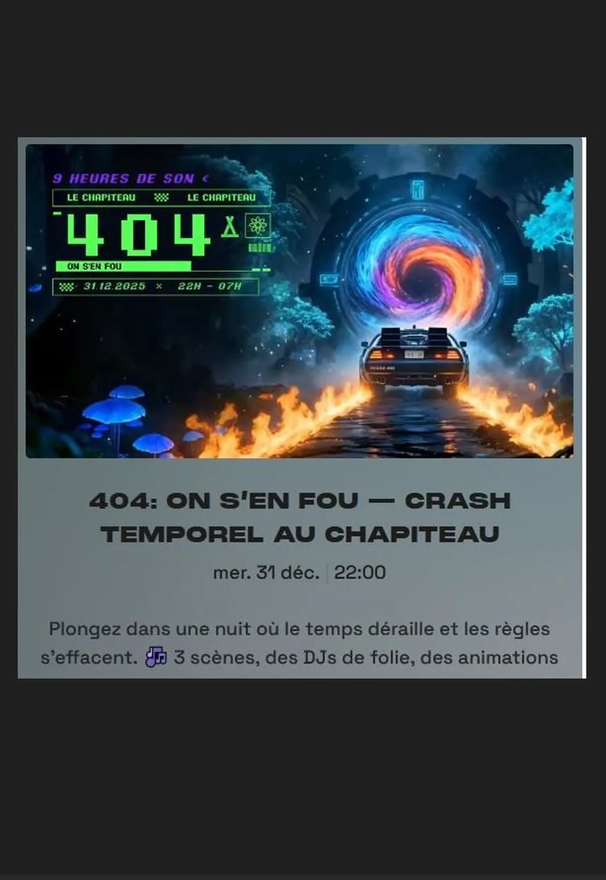 404 On s'en fou : réveillon crash temporel au Chapiteau