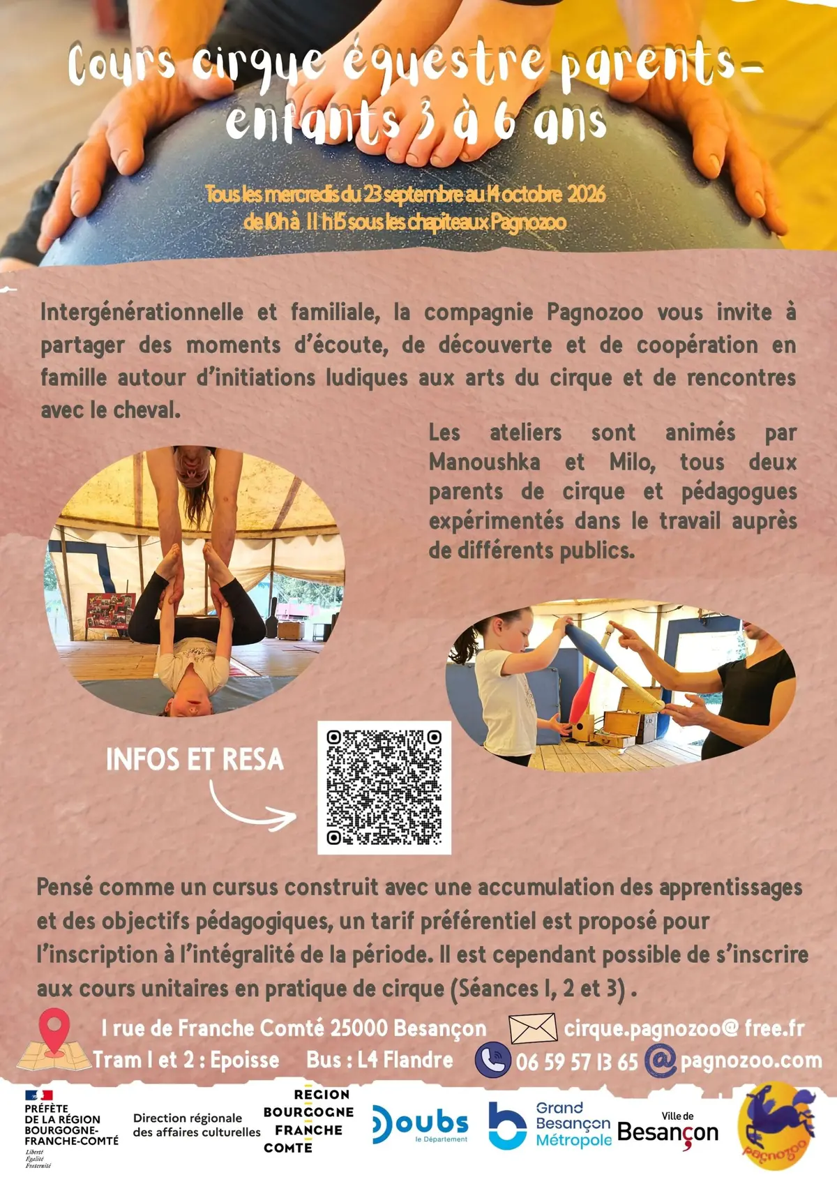 cours de cirque et voltige parents/enfants