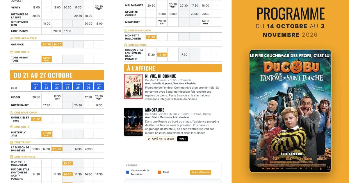 Programme cinéma Rex Benfeld du 14 octobre au 3 novembre