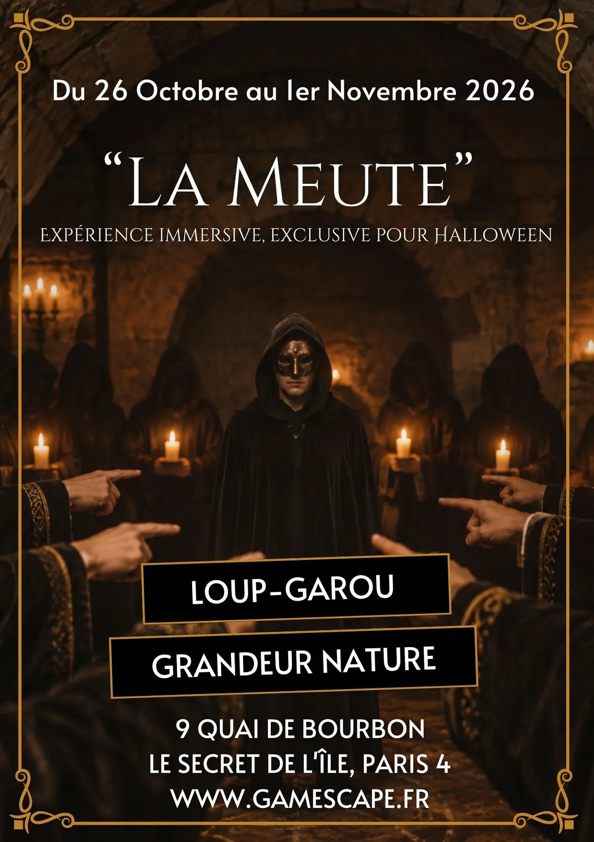 Halloween : loup-garou grandeur nature sur l'île Saint-Louis