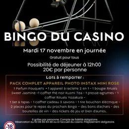 Bingo du mardi 17 novembre en journée au Casino Barrière Niederbronn-les-Bains