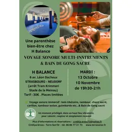 Voyage sonore & bain de gong à STRASBOURG NEUDORF 