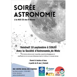 Soirée astronomie à la MJC CS des 4 Bornes